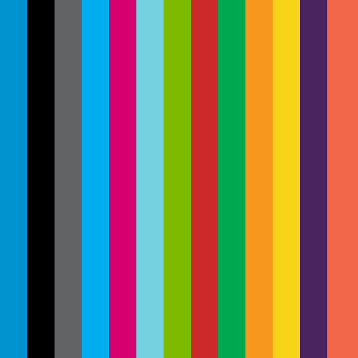 Pfizer brand color palette showcasing various shades used in their branding