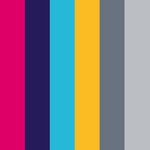 PrestaShop brand color palette showcasing various shades used in their branding