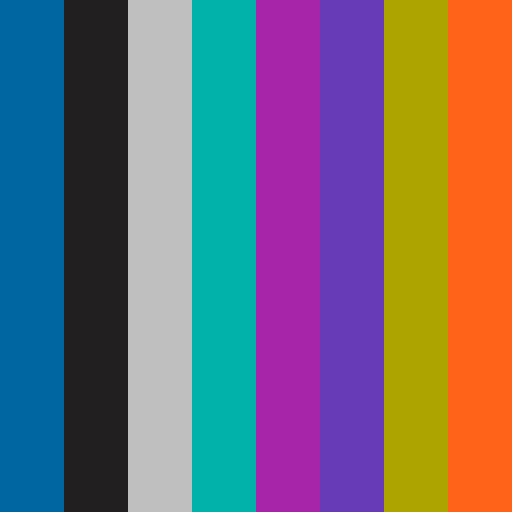Atos brand color palette showcasing various shades used in their branding