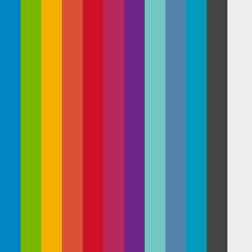 Dell brand color palette showcasing various shades used in their branding