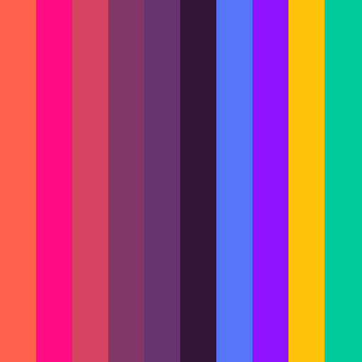Musixmatch brand color palette showcasing various shades used in their branding