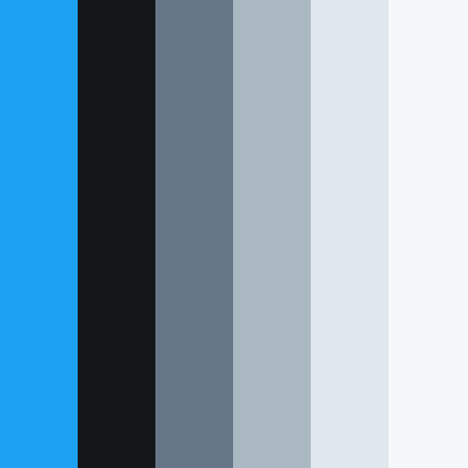 Twitter brand color palette showcasing various shades used in their branding