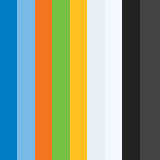 Walmart brand color palette showcasing various shades used in their branding