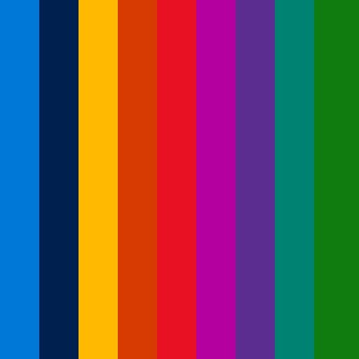 Windows brand color palette showcasing various shades used in their branding